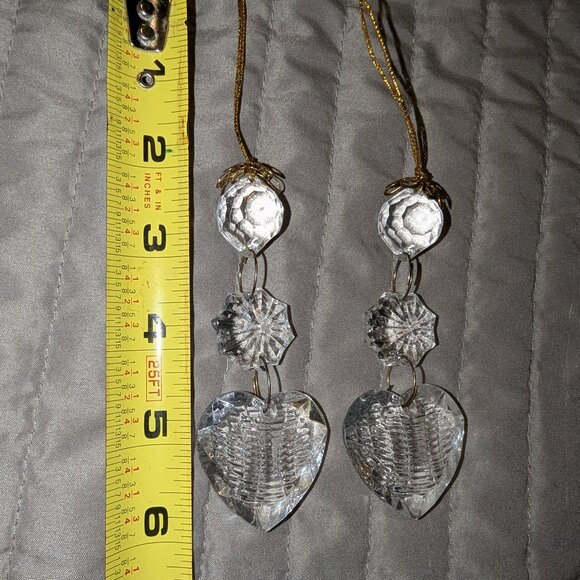 $1 with Bundle ~ Set of 2 Acrylic Crystal-Style Heart Hanging Ornaments 5506 - Picture 2 of 3